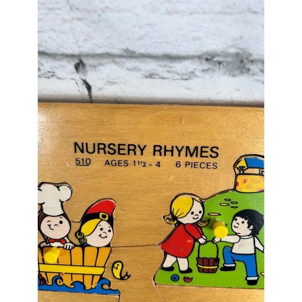 FISHER PRICE Vintage Nursery Rhymes Wooden Peg Puzzle